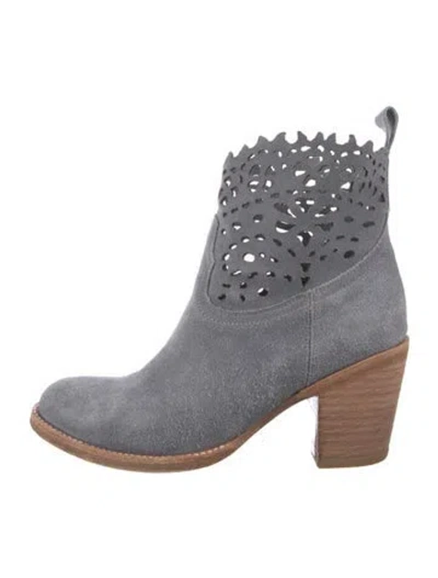Pre-owned Frye Suede Patterned Boots In Gray