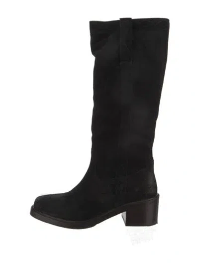 Pre-owned Frye Suede Riding Boots In Black