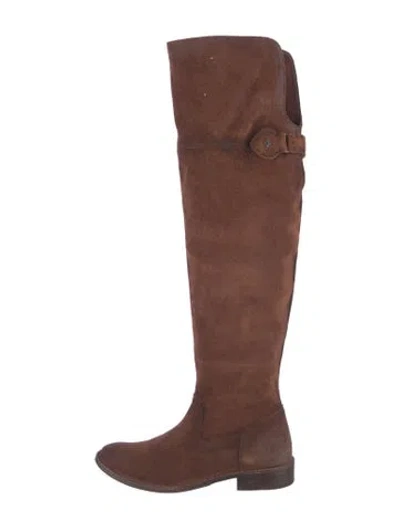Pre-owned Frye Suede Riding Boots In Brown