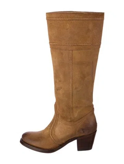 Pre-owned Frye Suede Riding Boots In Brown