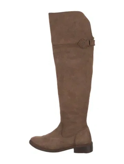 Pre-owned Frye Suede Riding Boots In Brown