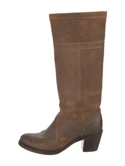 Pre-owned Frye Suede Riding Boots In Brown