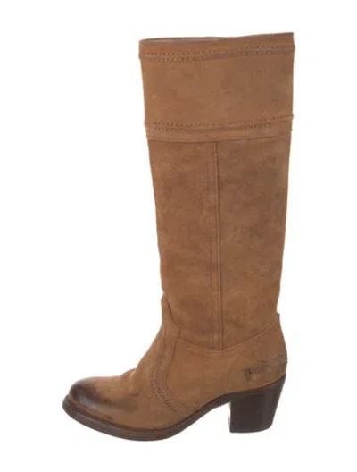Pre-owned Frye Suede Riding Boots In Brown
