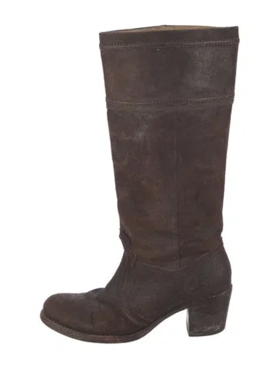 Pre-owned Frye Suede Riding Boots In Brown
