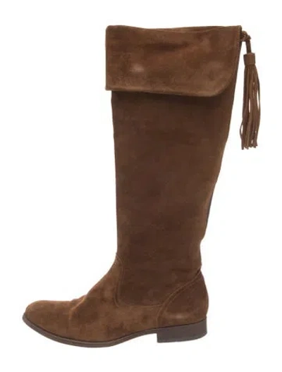 Pre-owned Frye Suede Riding Boots In Brown