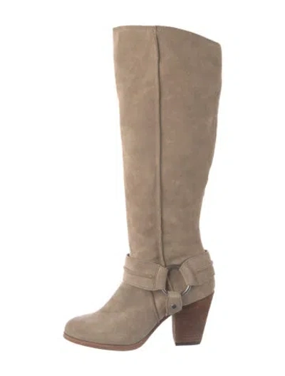 Pre-owned Frye Suede Riding Boots In Neutral