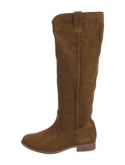 Pre-owned Frye Suede Riding Boots In Neutral