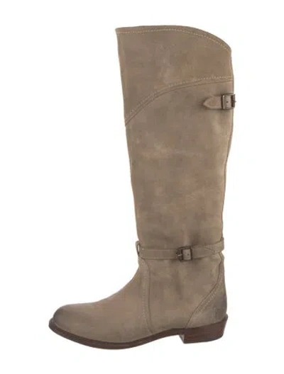 Pre-owned Frye Suede Riding Boots In Neutral
