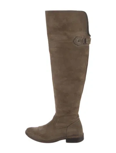 Pre-owned Frye Suede Riding Boots In Neutrals