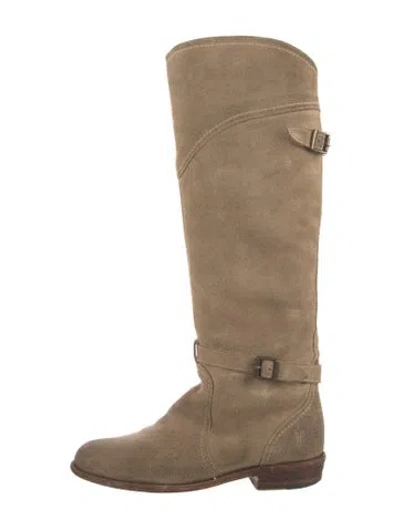 Pre-owned Frye Suede Riding Boots In Neutrals