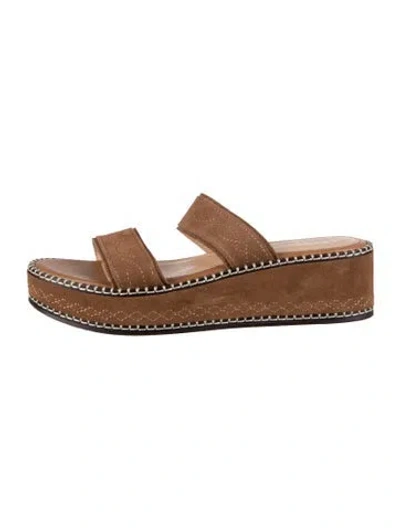Pre-owned Frye Suede Slides In Brown