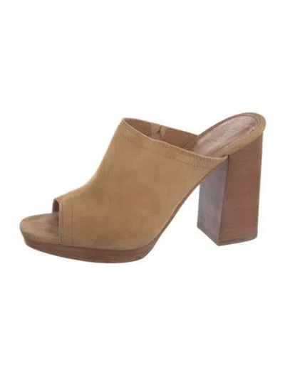 Pre-owned Frye Suede Slides In Neutral