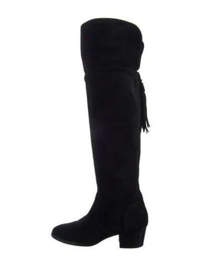 Pre-owned Frye Suede Tassel Accents Boots In Black