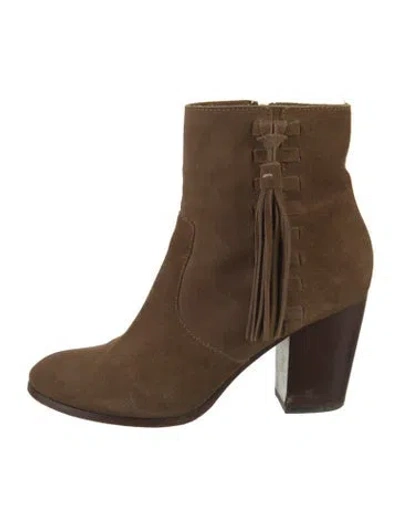 Pre-owned Frye Suede Tassel Accents Boots In Brown