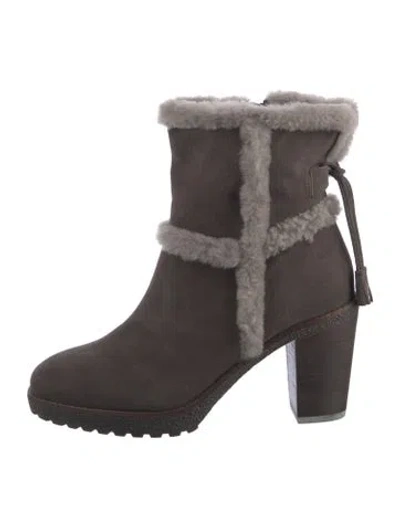 Pre-owned Frye Suede Tassel Accents Boots In Gray