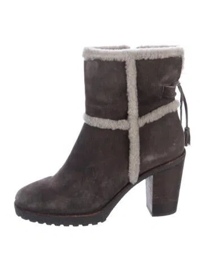 Pre-owned Frye Suede Tassel Accents Boots In Grey