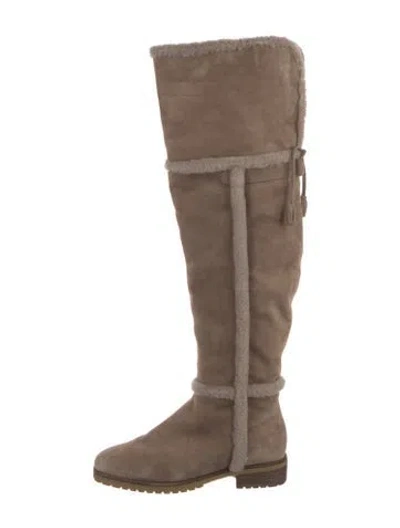 Pre-owned Frye Suede Tassel Accents Boots In Neutral