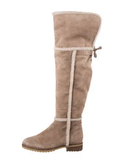 Pre-owned Frye Suede Tassel Accents Boots In Neutrals