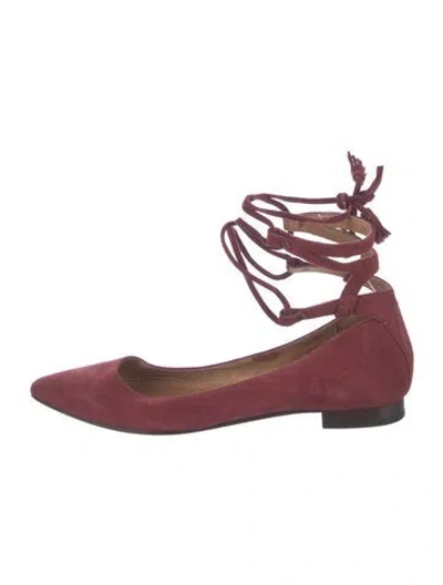 Pre-owned Frye Suede Tassel Accents Flats In Burgundy
