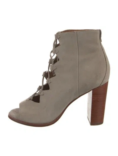 Pre-owned Frye Suede Tassel Accents Lace-up Boots In Neutral