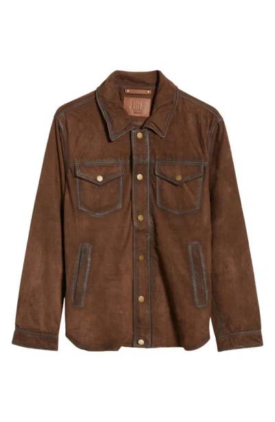 Frye Suede Trucker Jacket In Dark Brown