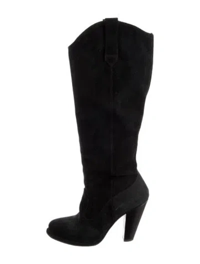 Pre-owned Frye Suede Western Boots In Black