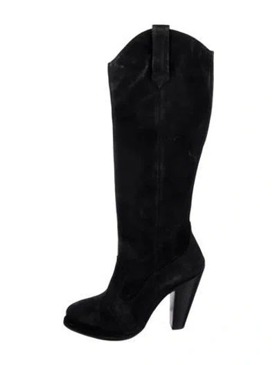 Pre-owned Frye Suede Western Boots In Black