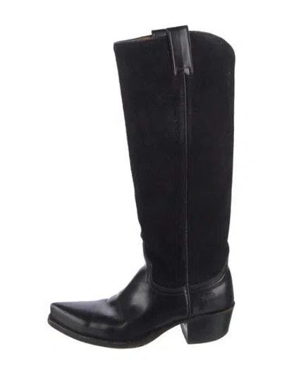 Pre-owned Frye Suede Western Boots In Black