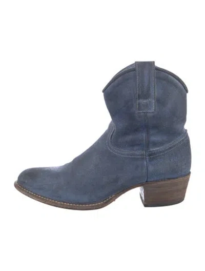 Pre-owned Frye Suede Western Boots In Blue