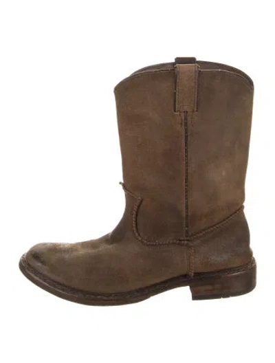 Pre-owned Frye Suede Western Boots In Brown