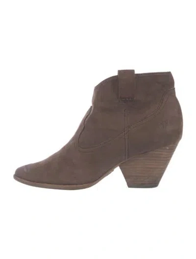 Pre-owned Frye Suede Western Boots In Brown