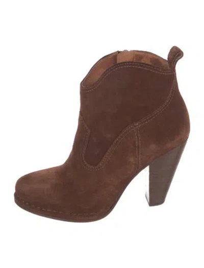 Pre-owned Frye Suede Western Boots In Brown