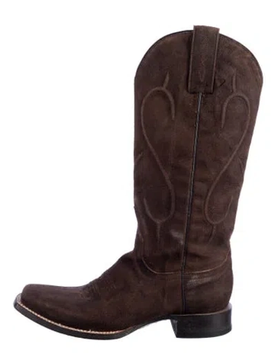 Pre-owned Frye Suede Western Boots In Brown