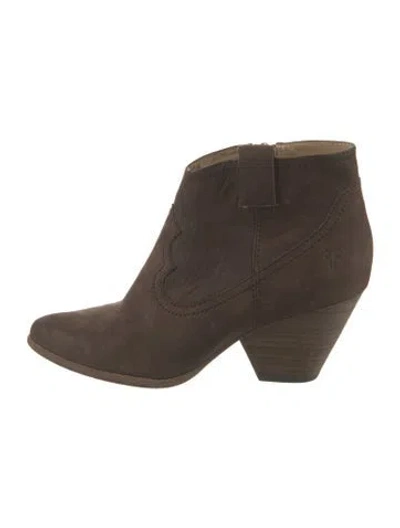 Pre-owned Frye Suede Western Boots In Brown