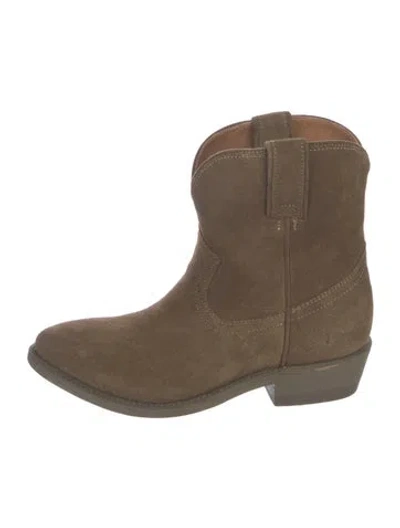 Pre-owned Frye Suede Western Boots In Brown