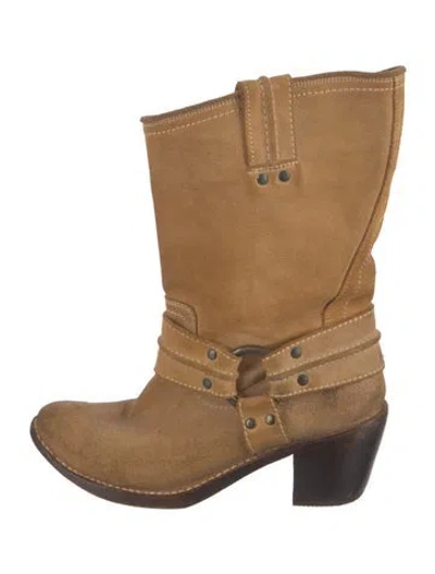 Pre-owned Frye Suede Western Boots In Brown