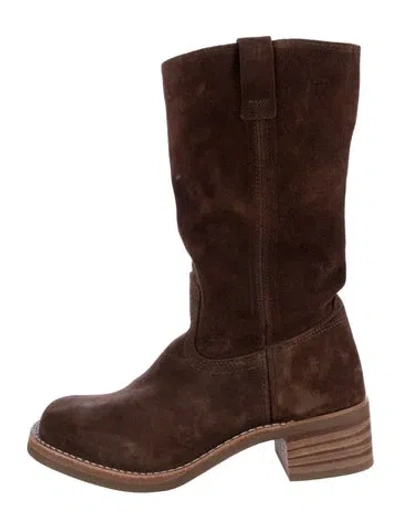 Pre-owned Frye Suede Western Boots In Brown