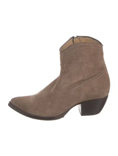 Pre-owned Frye Suede Western Boots In Brown