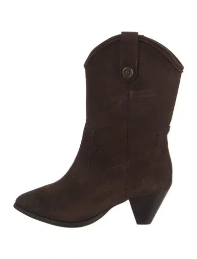 Pre-owned Frye Suede Western Boots In Brown