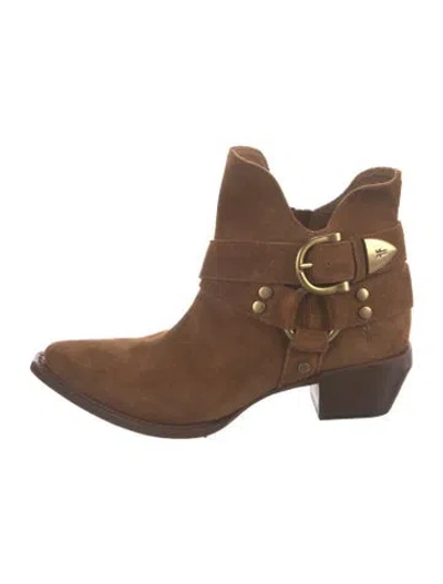 Pre-owned Frye Suede Western Boots In Brown
