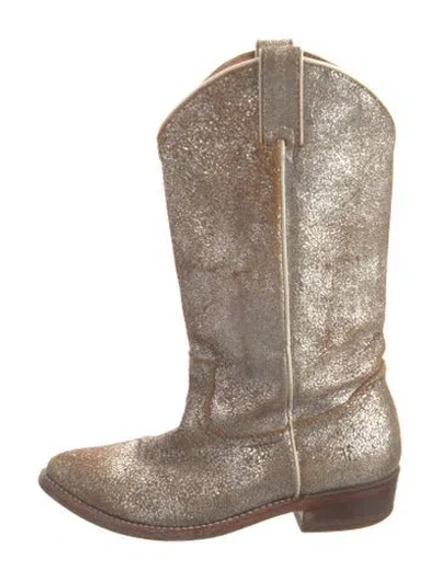 Pre-owned Frye Suede Western Boots In Brown/silver