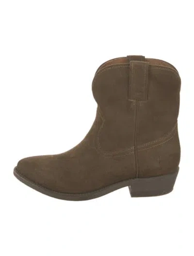 Pre-owned Frye Suede Western Boots In Green