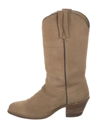 Pre-owned Frye Suede Western Boots In Neutral