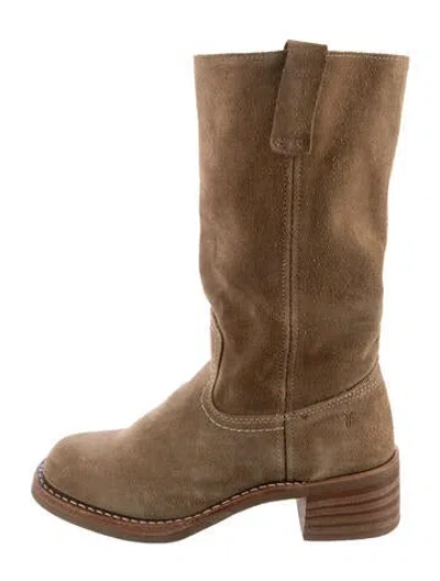 Pre-owned Frye Suede Western Boots In Neutrals