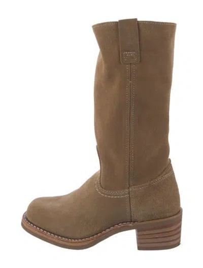 Pre-owned Frye Suede Western Boots In Neutrals