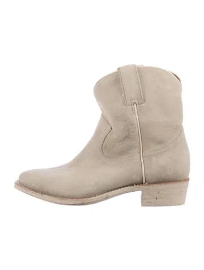 Pre-owned Frye Suede Western Boots In Neutrals
