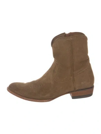 Pre-owned Frye Suede Western Boots In Neutrals