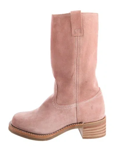 Pre-owned Frye Suede Western Boots In Pink