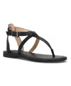 Frye Taylor Calfskin Thong Sandals In Black - Natural Full Grain Leather