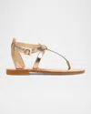 Frye Taylor Metallic Ankle-strap Thong Sandals In Dark Gold